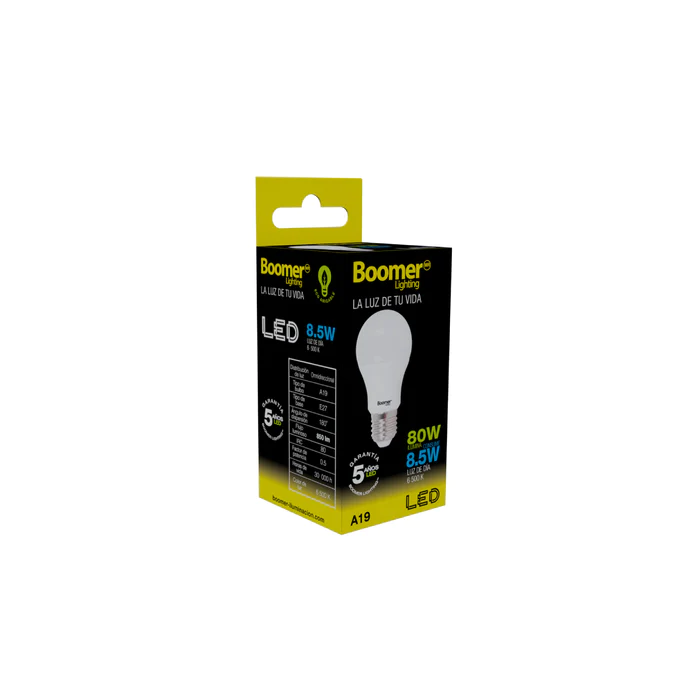 LÁMPARA FOCO LED A19 8.5 W 100-240V 65K E27 FOLBO0A198.56500
