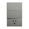 PLACA DOBLE APAGADOR Y CONTACTO GRIS OXFORD LUXURY ARTLITE APL-406