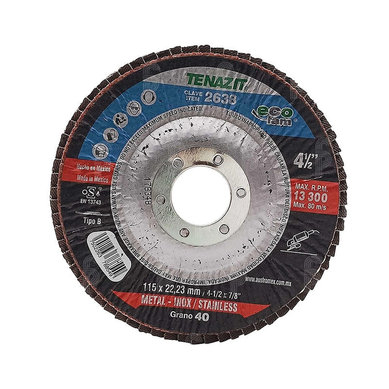 DISCO LAMINADO DESBASTE G40 4 1/2" TENAZIT 2638