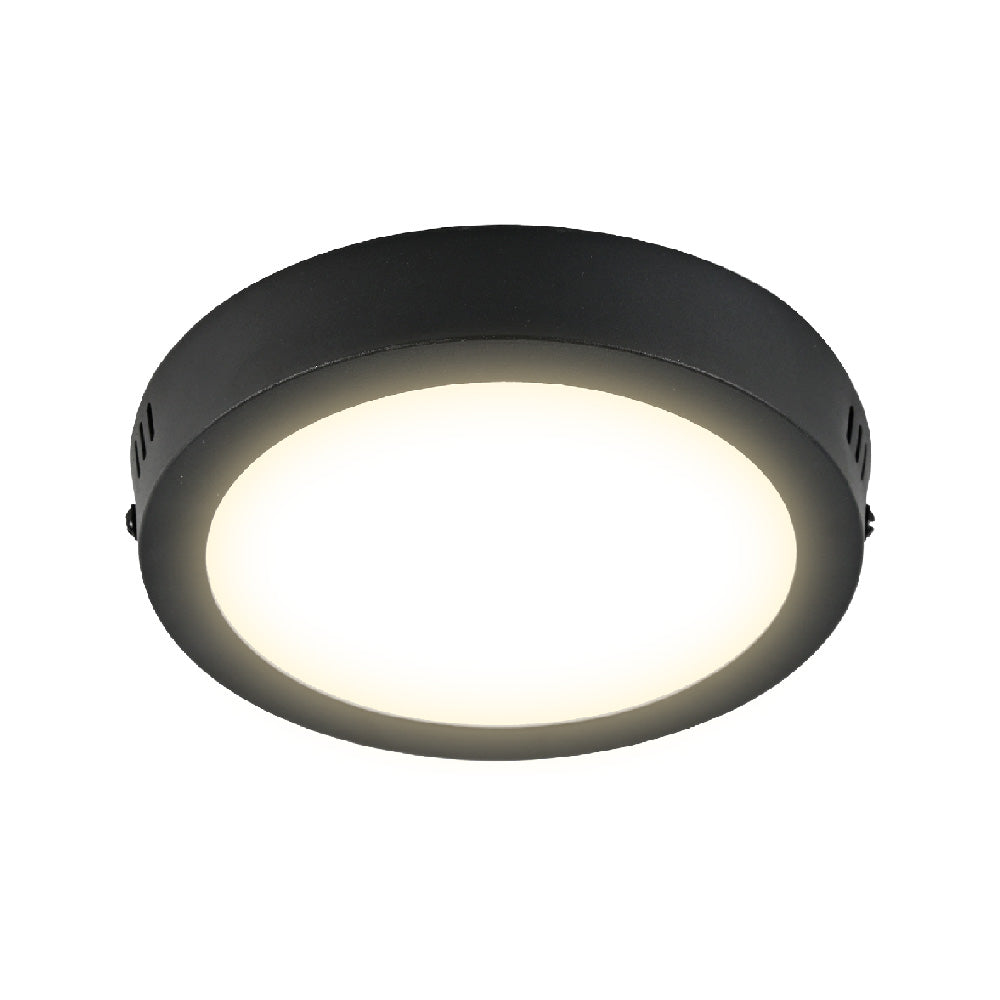 PLAFON REDONDO LED DE SOBREPONER PARA INTERIORES DE TECHO NEGRO 12W 100-240V 720LM 30K 12PTLLEDR30MVN