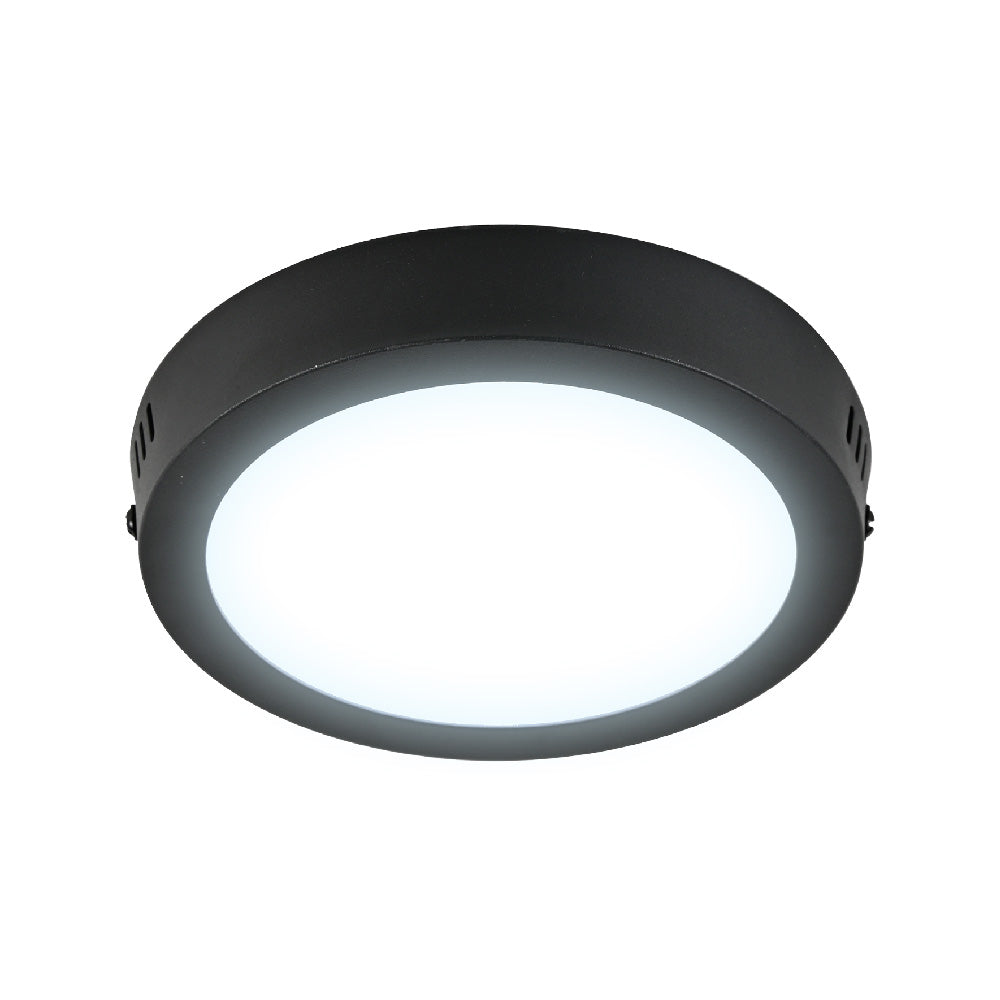 PLAFON REDONDO LED DE SOBREPONER PARA INTERIORES DE TECHO NEGRO 12W 100-240V 800LM 65K 12PTLLEDR65MVN