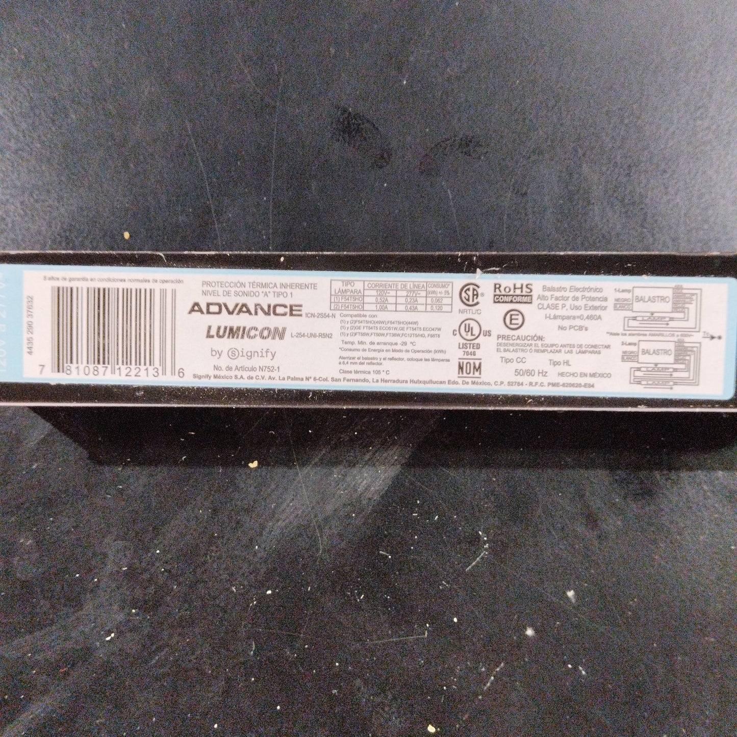 PH913701235110 ADVANCE BALASTRA 2X54W 120-277V ICN2S54-N 35M