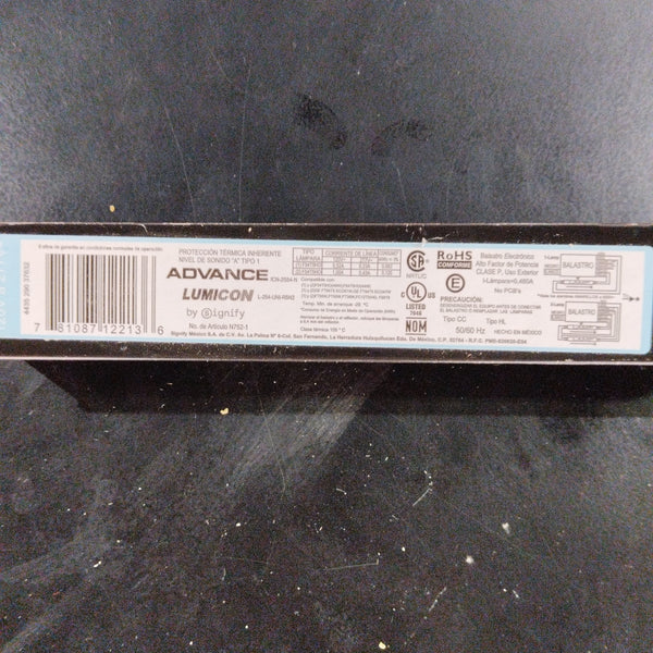 PH913701235110 ADVANCE BALASTRA 2X54W 120-277V ICN2S54-N 35M