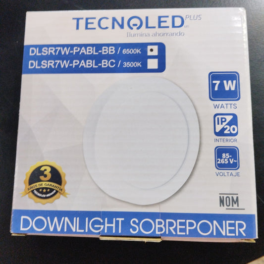 Panel de sobreponer 7W luz blanca redondo 85-265V 6500K DLSR7W-PABL-BB