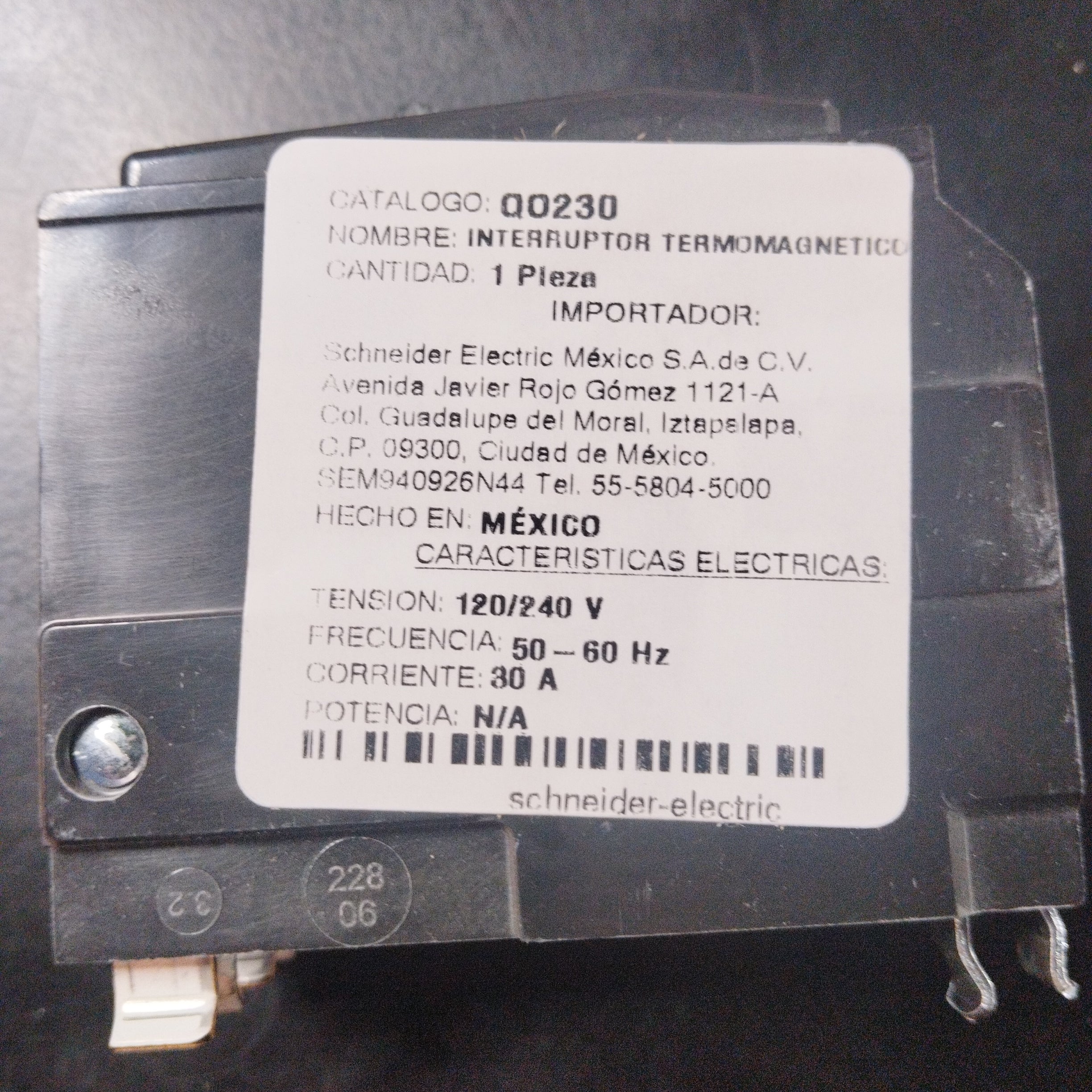 QO INTERRUPTOR TERMOMAGNETICO 2X30 AMP. SQD P-9 QO230