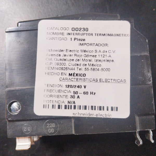QO INTERRUPTOR TERMOMAGNETICO 2X30 AMP. SQD P-9 QO230
