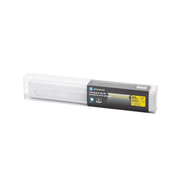 LÁMPARA LED ARMARIO REPISA 1.5W 3 PILAS AA 30K LUZ CÁLIDA SENSOR DE MOVIMIENTO AIGOSTAR 685436