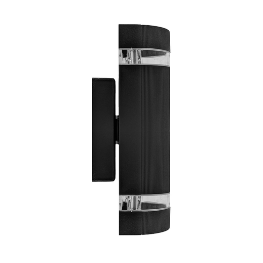 LUMINARIA DE PARED DOBLE ARO EXT. GU10 IP54 BRAKET PARA MURO EXTERIOR COLOR NEGRO DE ALUMINIO (METALICO)