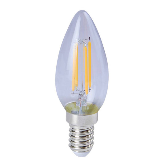 FOCO LED FILAMENTO ATENUABLE TRANSPARENTE 4.5W 127V 420LM 27K E14 4DEIC14LEDF27V