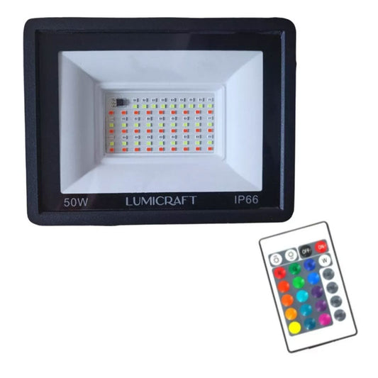 REFLECTOR RGB 50W 100-265V 4500LM CON CONTROL REMOTO LUMICRAFT