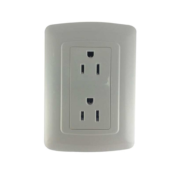 PLACA CON CONTACTO BLANCO DUPLEX CON TIERRA CHASIS 127V