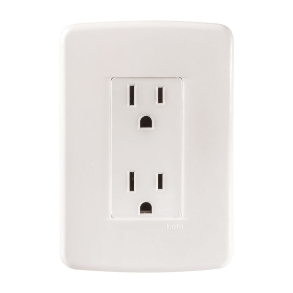 CONTACTO DUPLEX 2P+T CON PLACA MARFIL BETA 125V