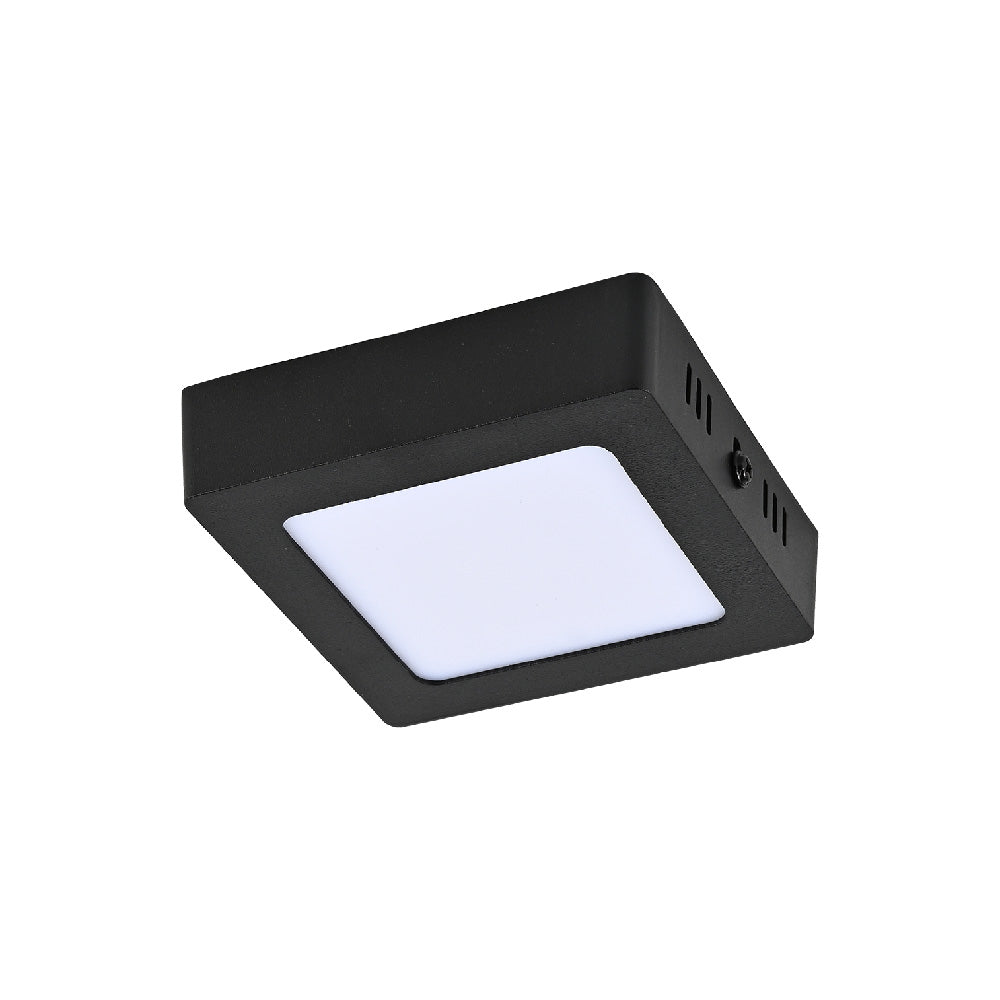 PLAFON CUADRADO LED DE SOBREPONER PARA INTERIORES DE TECHO NEGRO 6W 100-240V 30K 6PTLLEDC30MVN