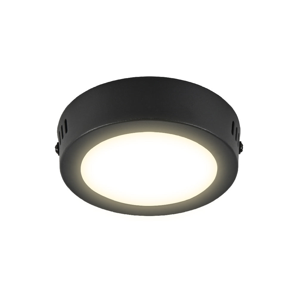 PLAFON REDONDO LED DE SOBREPONER PARA INTERIORES DE TECHO NEGRO 6W 100-240V 30K  6PTLLEDR30MVN