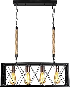 COLGANTE METAL 4 LUCES NEGRO CON SOGA