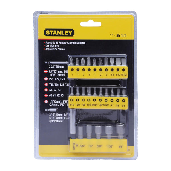 JUEGO 26 PZS DESTORNILLADORES STANLEY 68-071-23