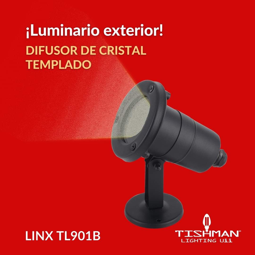 REFLECTOR DIRIGIBLE PARA JARDIN IP67 PARA EXTERIOR ALUMINIO COLOR NEGRO CON CRISTAL TEMPLADO PARA FOCO MR16 (SE VENDE POR SEPARADO) 100-240V LINXTL901B SOBREPONER