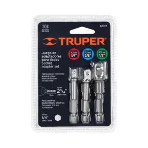 JUEGO 3 ADAPTADORES DADOS 1/4" 3/8" 1/2" TRUPER 10752 ADA-3