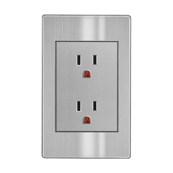 PLACA CONTACTO DOBLE ACERO INOXIDABLE GRIS ARTLITE APL-104