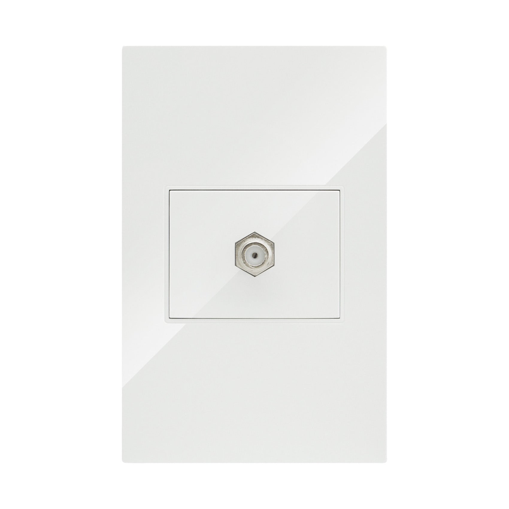 PLACA COAXIAL PARA TELEVISIÓN POR CABLE TOMA PARA TV MARCA ARTLITE COLOR BLANCO CON PLACA Y CHASIS ARMADO