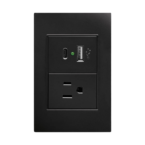 CENTRO Copia de PLACA NEGRA DE CONTACTO Y 2 SALIDAS USB (TIPO A Y TIPO C) APL-307-II