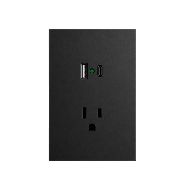 PLACA CONTACTO + USB A + USB C NEGRO LUXURY ARTLITE APL-607
