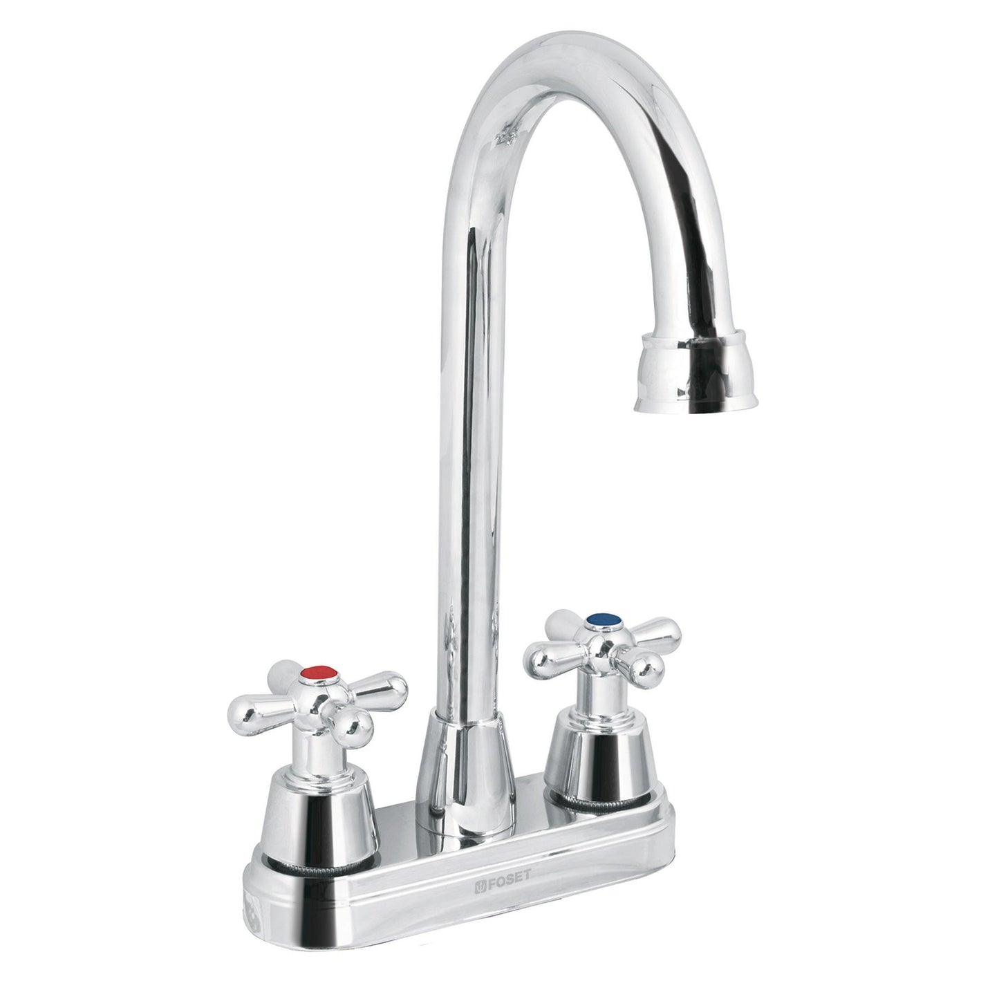 MEZCLADORA CROMO 4" PARA LAVABO CUELLO BAR CRUCETA AQM-61