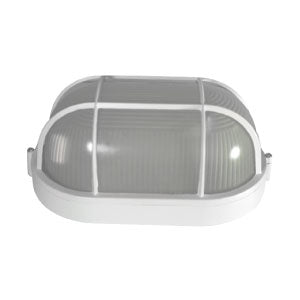 LUMINARIO EXTERIOR PARA MURO CON REJA BLANCO OVALADO E27 127V