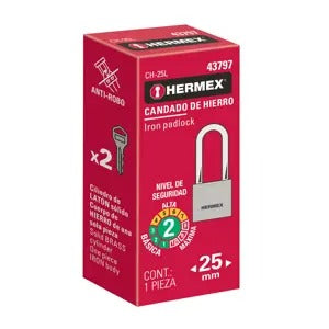 CANDADO DE HIERRO , 25 MM , GANCHO LARGO   CH-25L