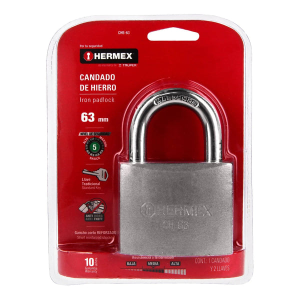 CANDADO DE HIERRO 63MM GANCHO CORTO HERMEX 43803 CHB-63