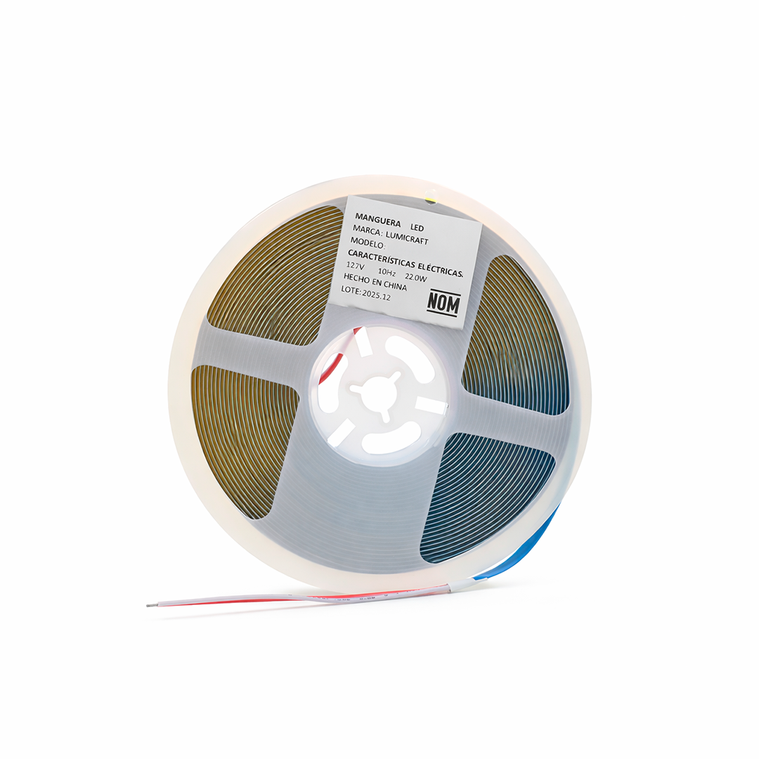 TIRA COB LED CONTINUO EXTERIOR 10MTS 127V 12W X METRO 30K LUZ CÁLIDA LUMICRAFT ECOB127V-WW
