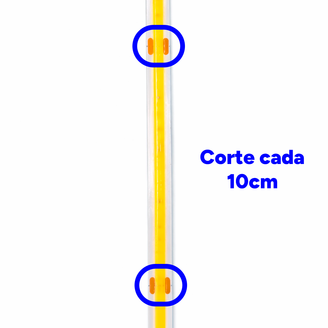 TIRA COB LED CONTINUO EXTERIOR 10MTS 127V 12W X METRO 65K LUZ FRÍA LUMICRAFT ECOB127V-W