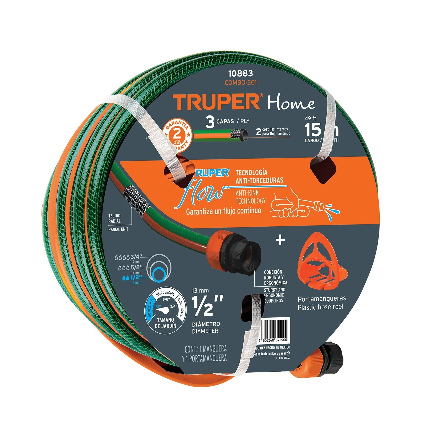 KIT MANGUERA + PORTAMANGUERA TRUPER  10883 COMBO-201