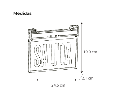 INDICADOR DE SALIDA DE EMERGENCIA LED 1W 100-240V AUTONOMIA 3HRS IP20 LETRERO SEÑALAMIENTO ANUNCIO