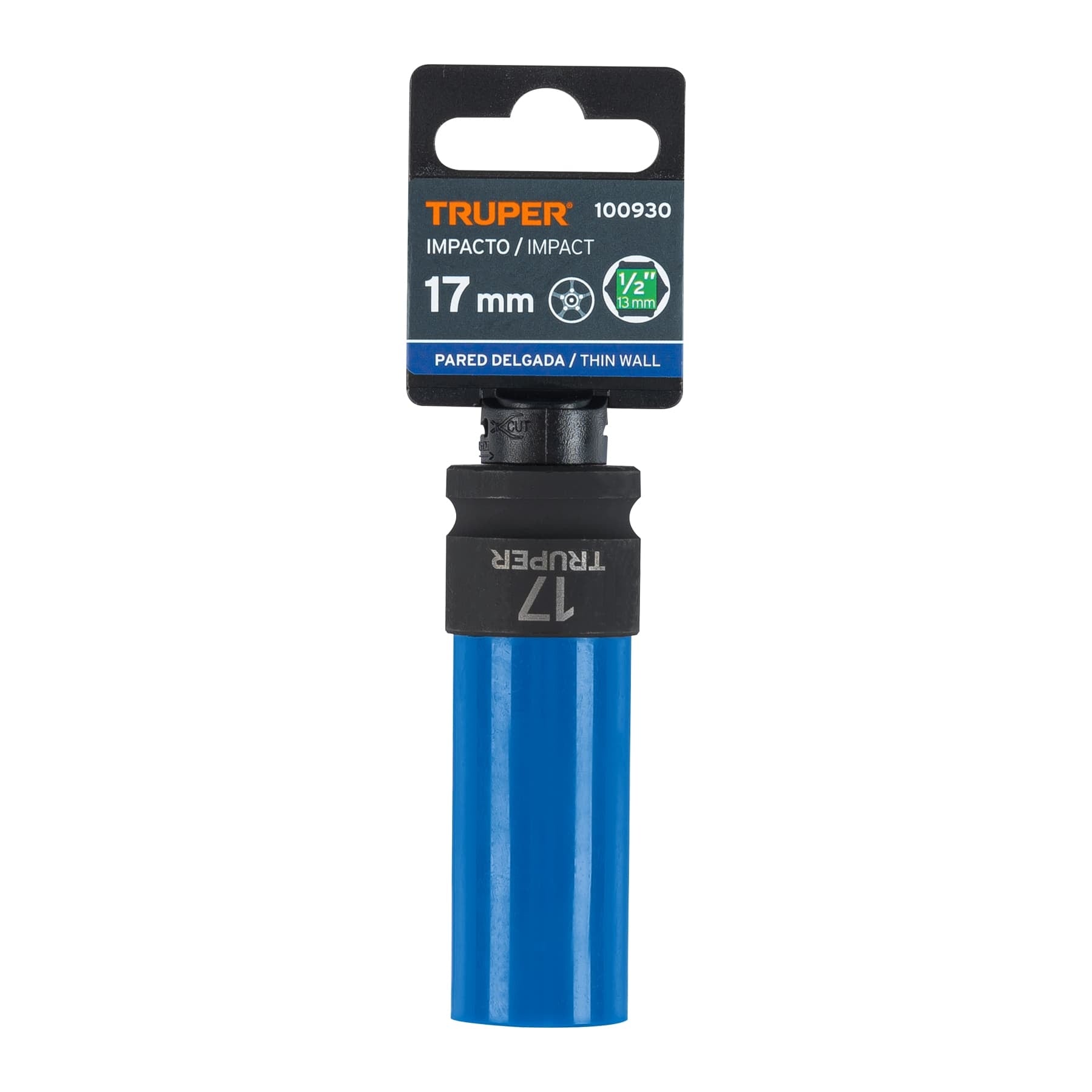 DADO LARGO IMPACTO CON PROTECCIÓN PLÁSTICA 17MM 6 PUNTAS CUADRO 1/2 TRUPER 100930 D-7317-MLPD