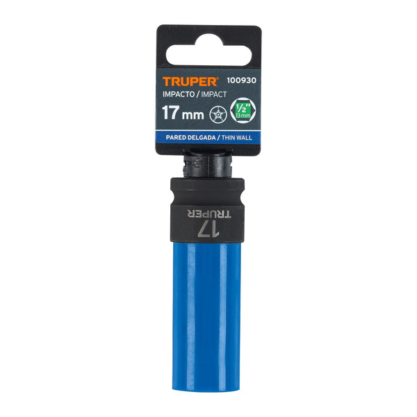 DADO LARGO IMPACTO CON PROTECCIÓN PLÁSTICA 17MM 6 PUNTAS CUADRO 1/2 TRUPER 100930 D-7317-MLPD