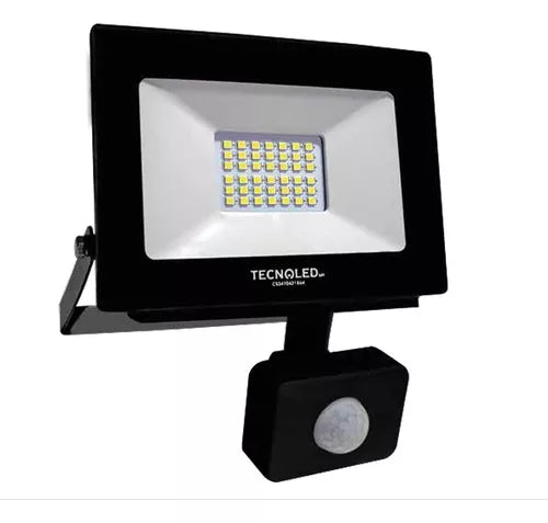 REFLECTOR LED SENSOR DE MOVIMIENTO NEGRO 30W 65K LUZ FRÍA TECNOLED RZH-30W-SR