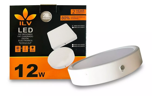 Panel Led Fat Redondo De Sobreponer Luz Fría 12W 85-265V 735LM 65K MPD-012-01-FR