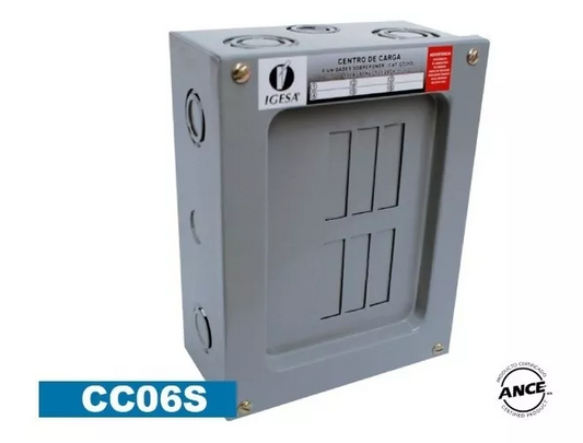 Centro De Carga 6 Polos Para Sobreponer 120-240V CC06S