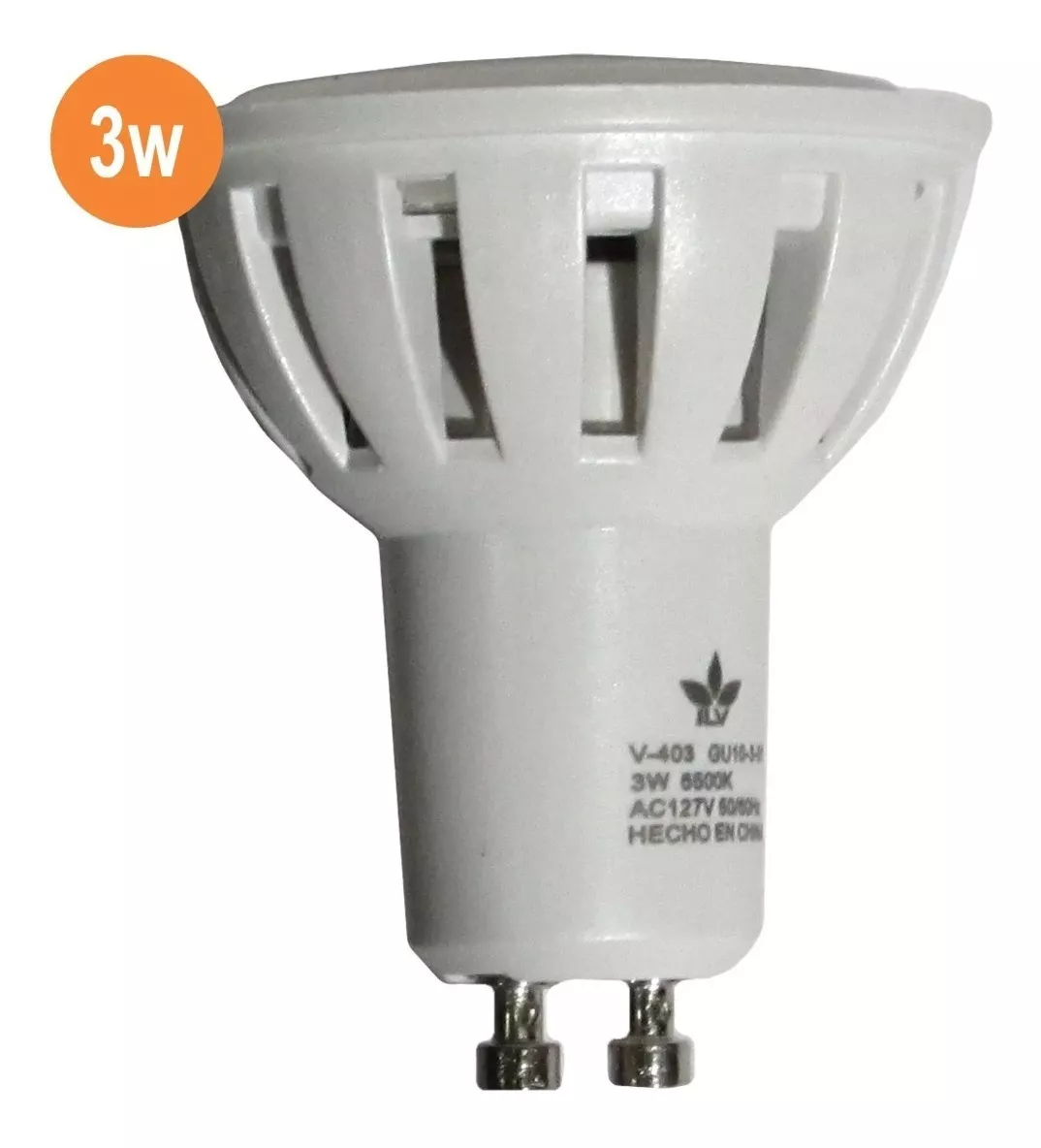 Foco LED Para Spot No Atenuable Blanco Frío 3W 127V 210LM 65K GU10 GU10-3-01 FRIA