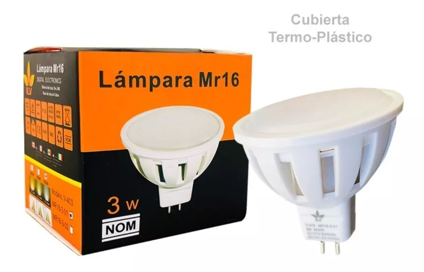 Foco LED Para Spot Luz Blanca Fría 3W 127V 210LM 65K MR16/GU5.3/GX5.3 MR16-3-01 FRIA