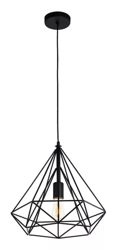 LUMINARIA COLGANTE 40CM NEGRO/REJILLA 1X DIAMANTE TECNOLITE HOME SENCILLO