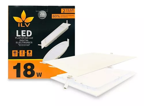 PANEL LED SLIM CUADRADO DE  LUZ FRIA EMPOTRADO 18W 90-277V 1640LM 65K