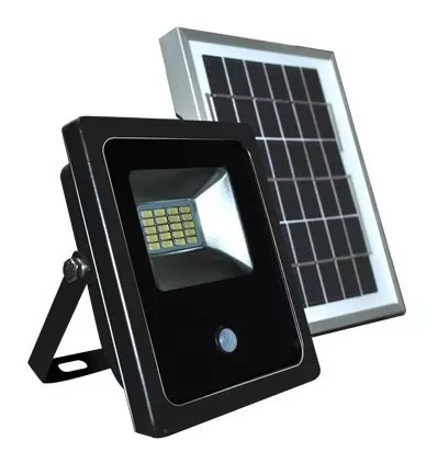 LAMPARA REFLECTOR SOLAR LED Y SENSOR MOVIMIENTO EXTERIOR 20W 9VCD 1200LM 65K