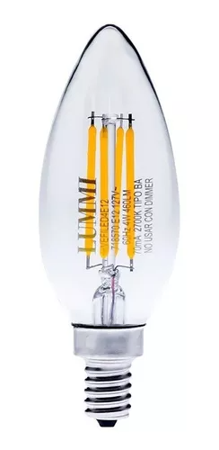 FOCO LED VELA VINTAGE ATENUABLE E12 4W 27K LUZ CÁLIDA LUMMI VEDIM4E12/BC DIMEABLE