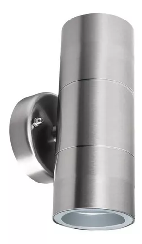 LUMINARIA DE PARED CILINDRO DOBLE EXT. 2 X GU10 IP54 SATINADO ACERO INOXIDABLE PARA MUROS