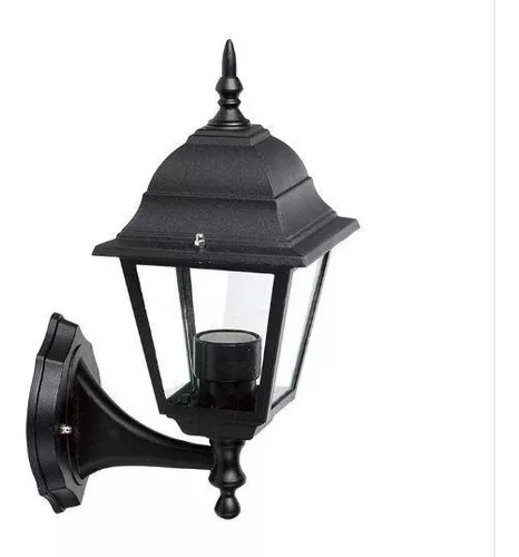 Farol Decorativo Negro Exterior Luminario Pared 127V E27 BMS-045N2