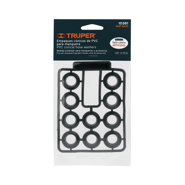 BOLSA 3PZS EMPAQUE DE HULE PARA MANGUERA PVC ANTIFUGA TRUPER 10381 EMP-MA10