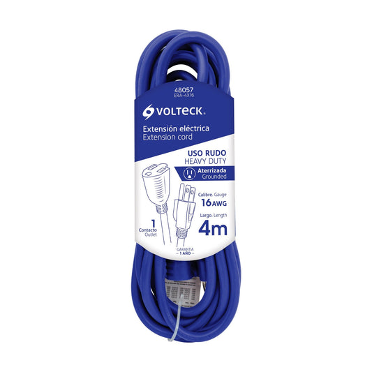 EXTENSIÓN USO RUDO ATERRIZADA 4M 16AWG VOLTECK 48057 ERA-4X16