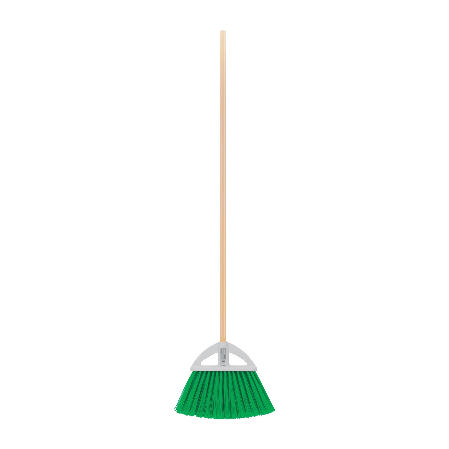 ESCOBA GRANDE TIPO ABANICO CERDAS PVC BASTÓN MADERA KLINTEK 57052 ES-250A